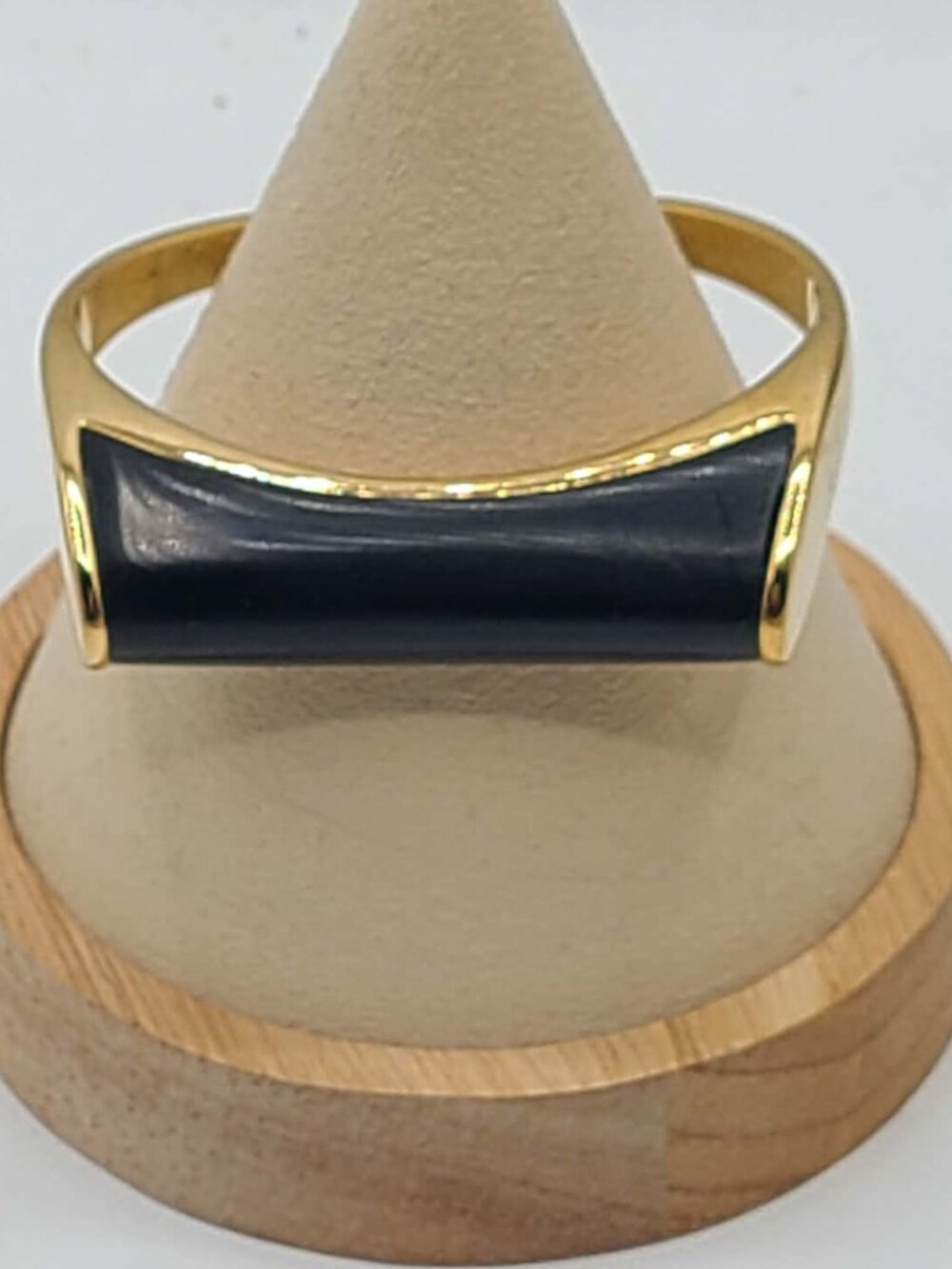 J Crew Small Gold Tone Black Cuff Bracelet